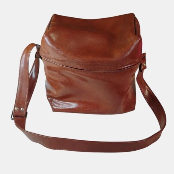 Unbranded Other - Vintage Brown Faux Leather Camera Bag Crossbody Case Taiwan 70s Gear Travel 9x9
